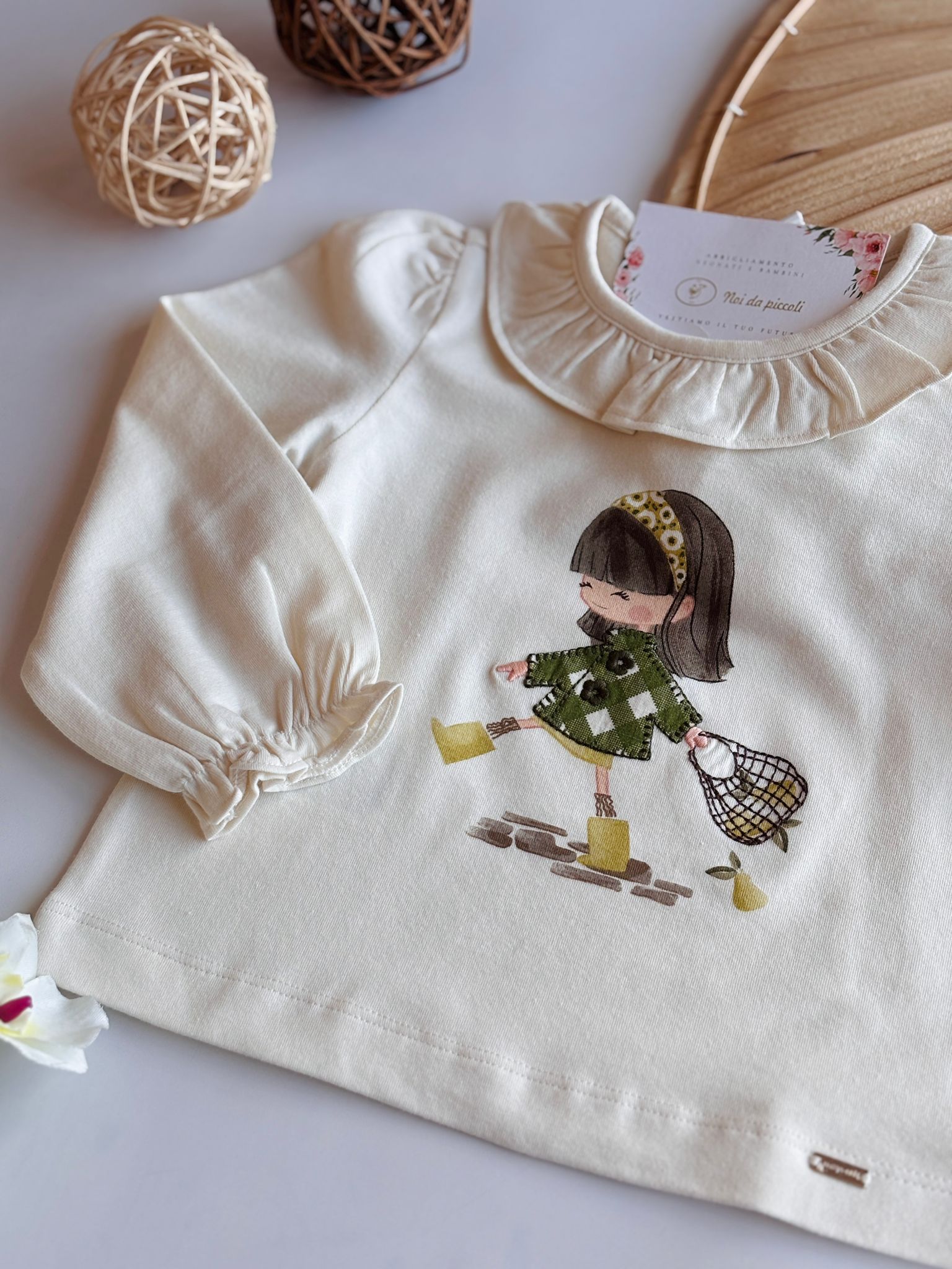 MAGLIONCINO IN CALDO COTONE CON DISEGNINI PANNA - Noi da piccoli