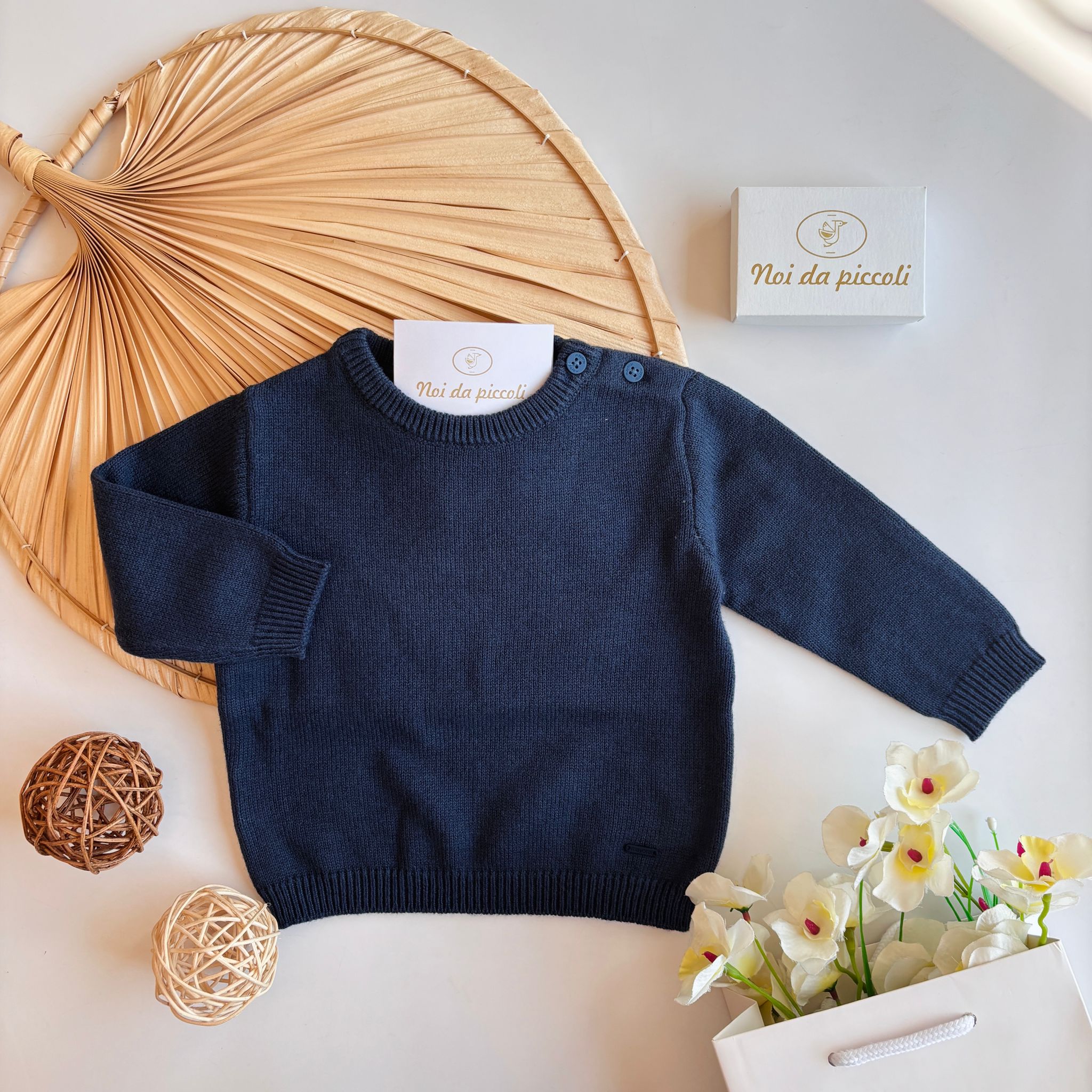 MAGLIONCINO IN FILATO CALDO BLU NOTTE - Noi da piccoli