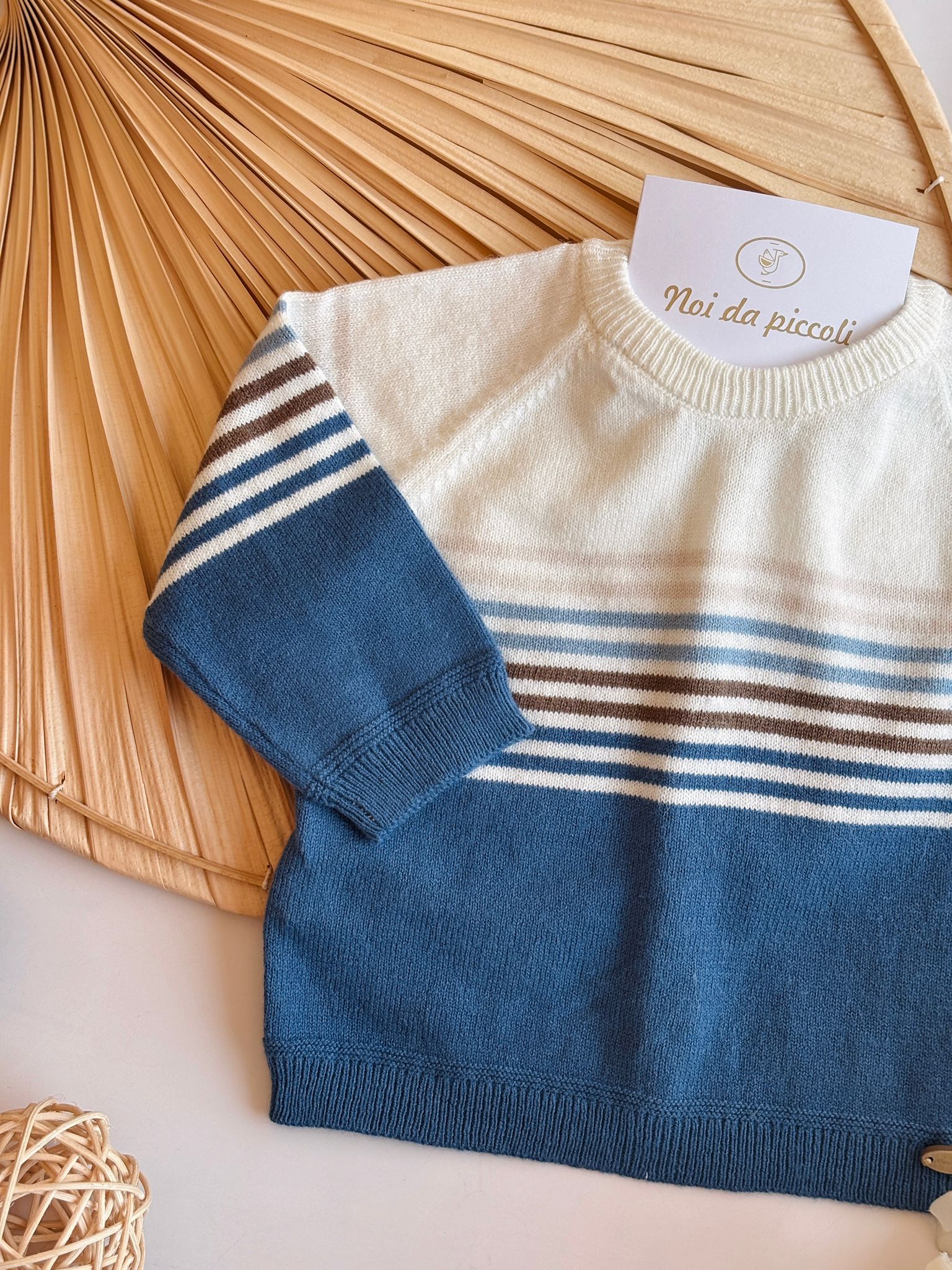 MAGLIONCINO IN FILATO CLADO CON RIGHE ARTICO - Noi da piccoli