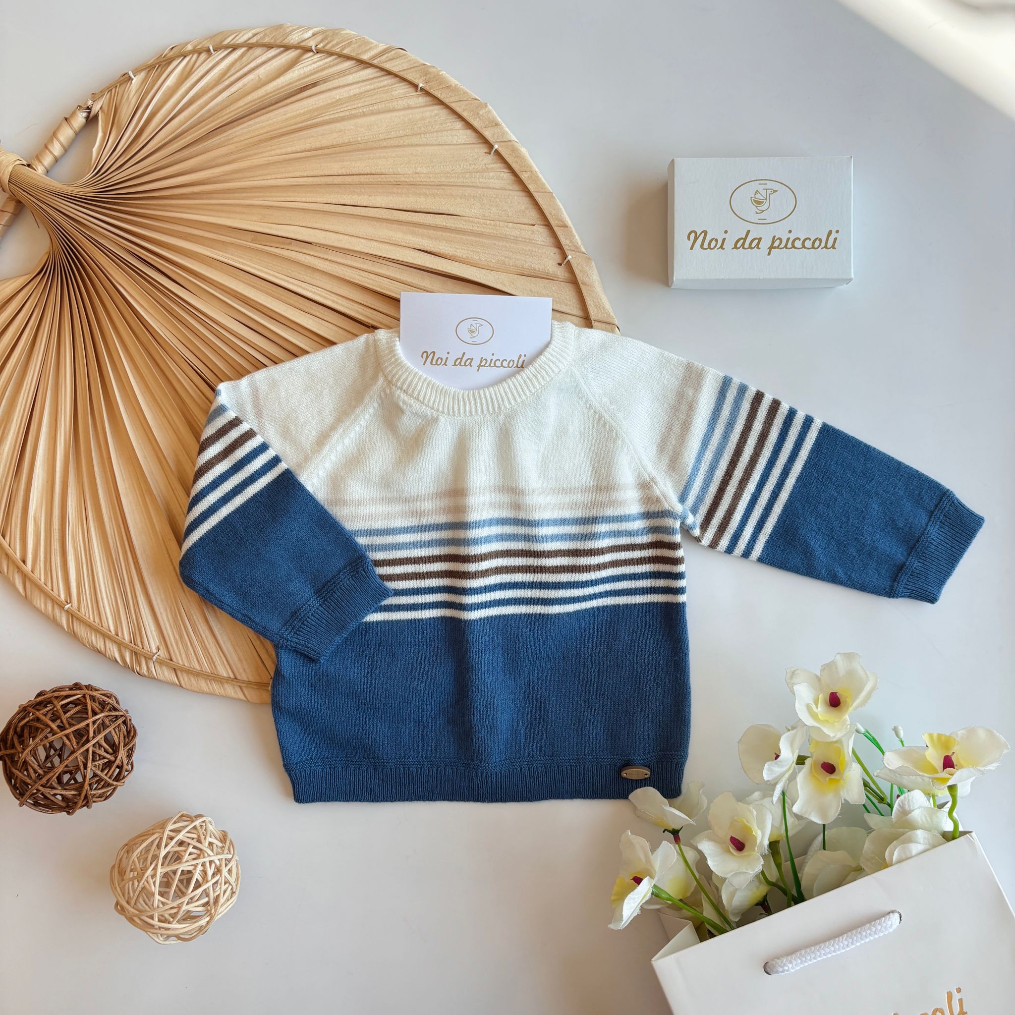 MAGLIONCINO IN FILATO CLADO CON RIGHE ARTICO - Noi da piccoli