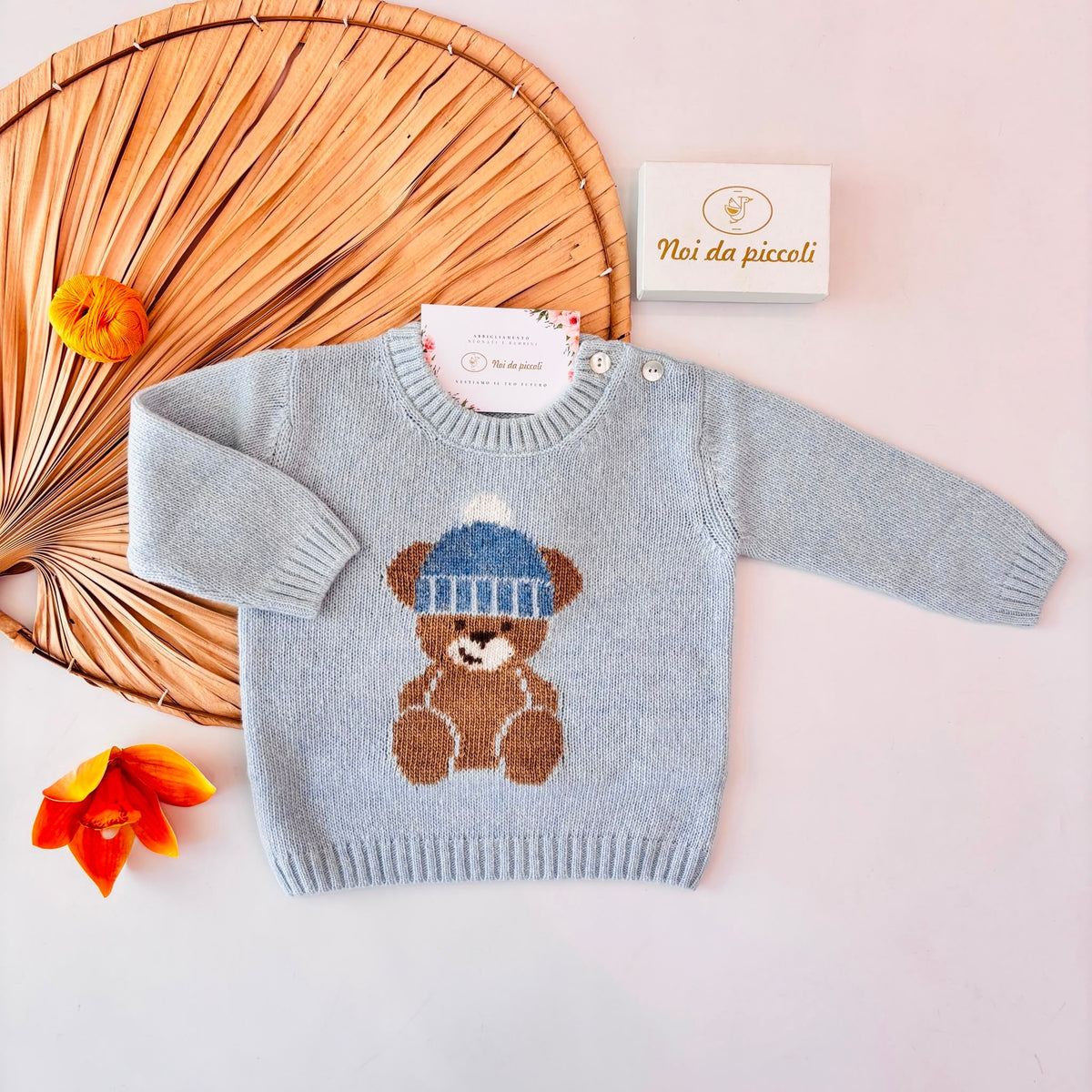MAGLIONCINO in lana e cashmere CIELO - Noi da piccoli