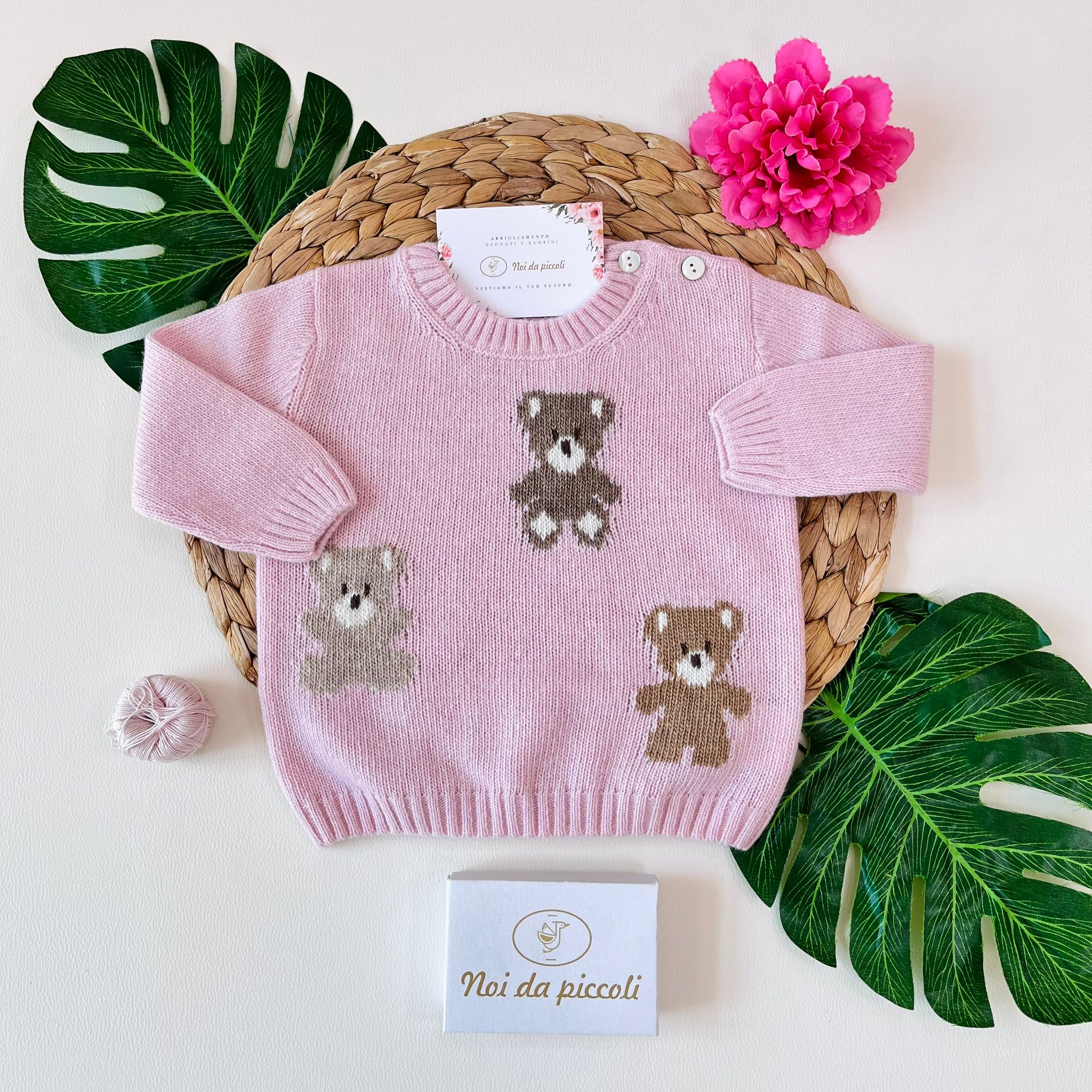 MAGLIONCINO LANA E CASHMERE ROSA - Noi da piccoli