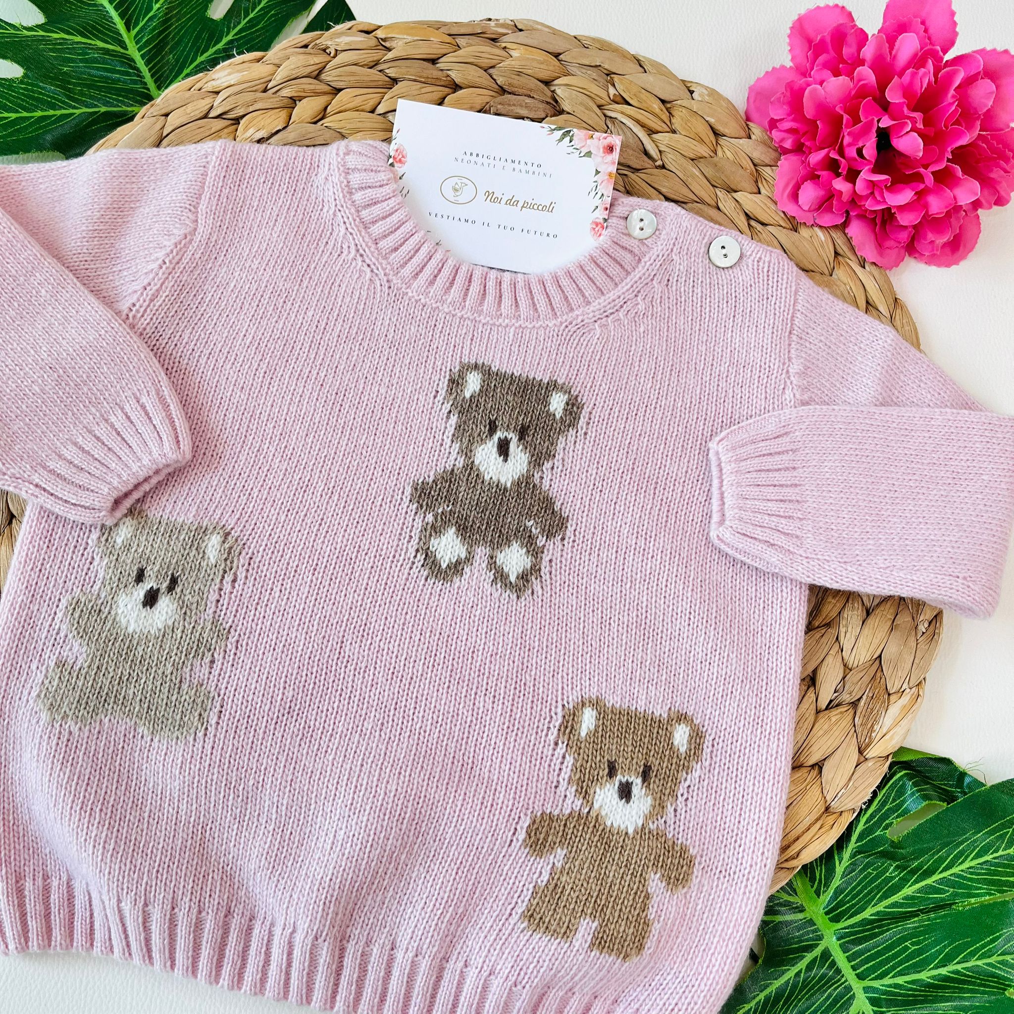 MAGLIONCINO LANA E CASHMERE ROSA - Noi da piccoli