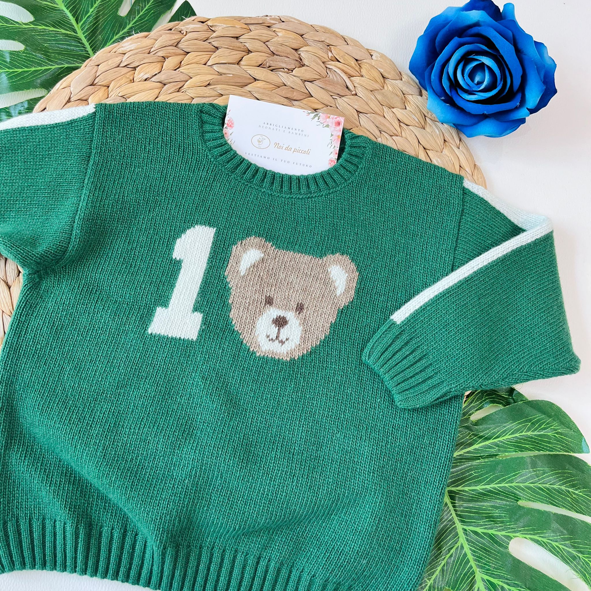 MAGLIONCINO ONE LANA E CASHMERE VERDE - Noi da piccoli