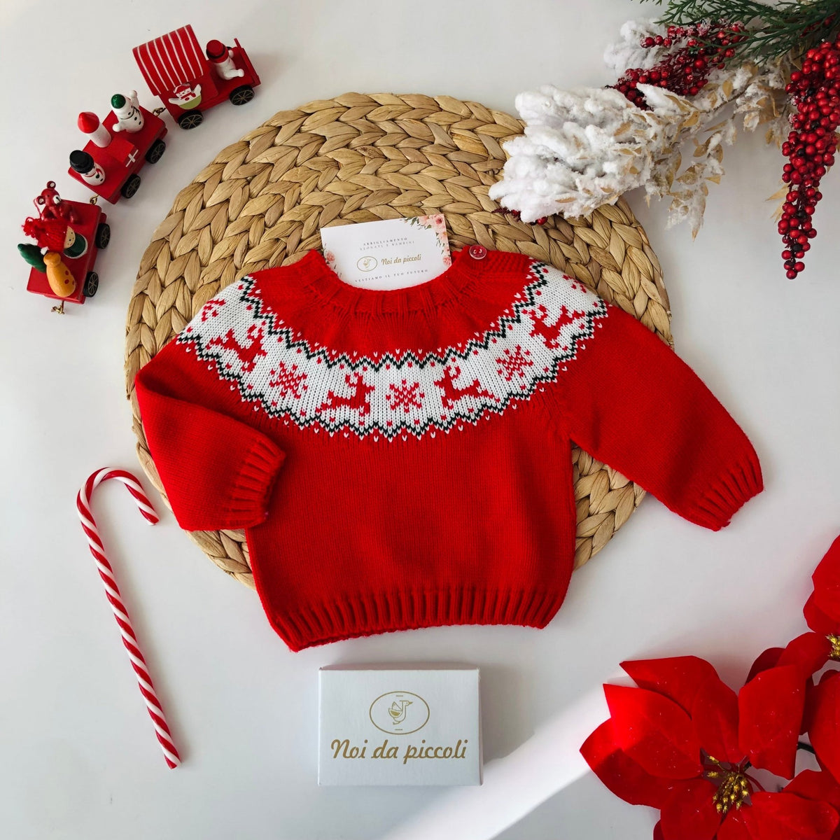 RED SWEATER WITH REINDEER