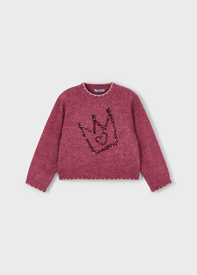 MAGLIONE A COSTINE CON PAIALETTE CILIEGIA - Noi da piccoli