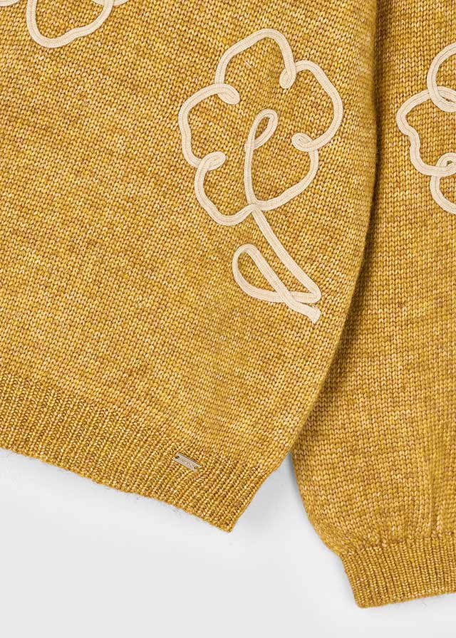 MAGLIONE CON FIORELLINI GIALLO SENAPE - Noi da piccoli