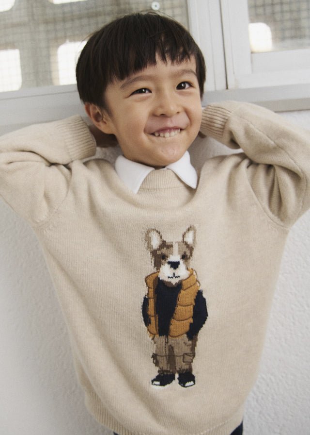 Maglione in Filato Caldo Beige con Cagnolino Mayoral - dettaglio 2