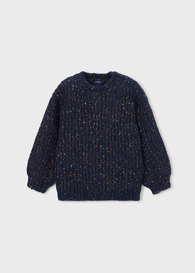 MAGLIONE IN FILATO CALDO BLU EFFETTO TWEED - Noi da piccoli