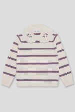 MAGLIONE IN FILATO CALDO CON COLLETTO FLOREALE LILLA