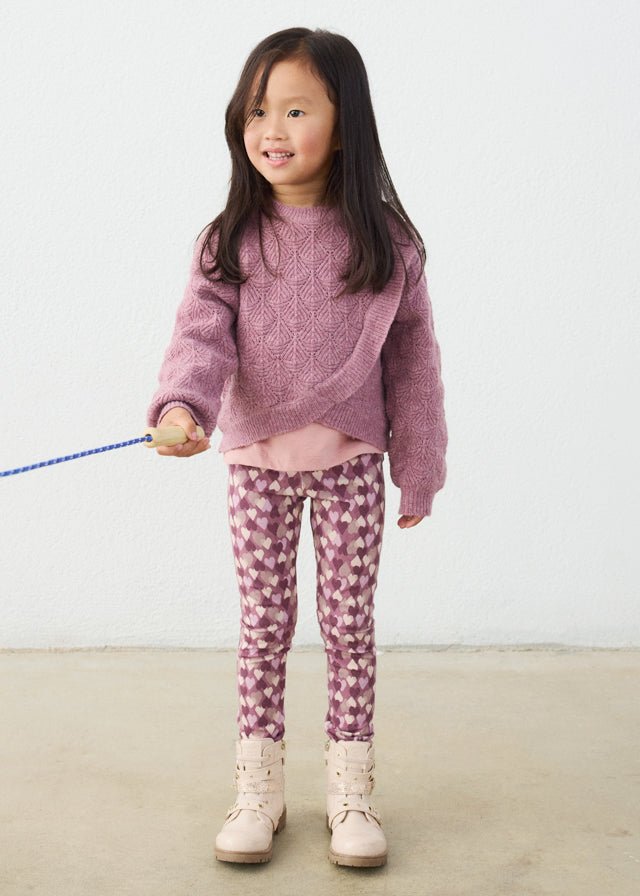 Maglione in Filato Caldo Viola con Incrocio Mayoral - dettaglio 2