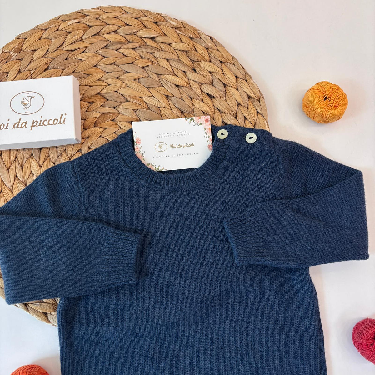 MAGLIONE IN MISTO CACHEMIRE BLU - Noi da piccoli