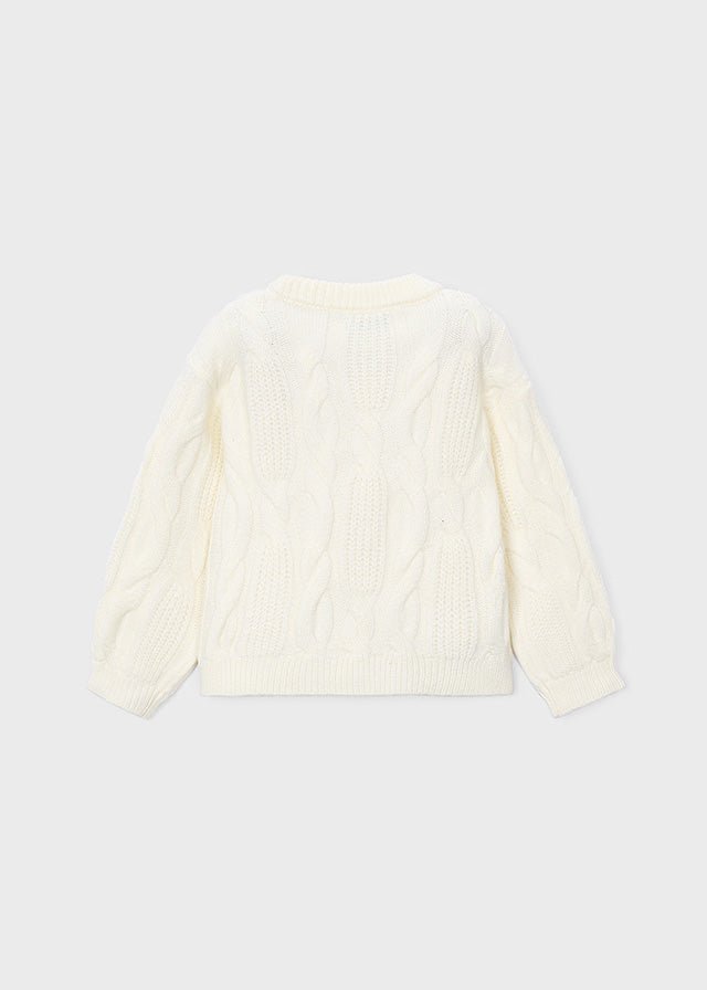 MAGLIONE PANNA CON FIORI IN RILIEVO IN FILATO CALDO - Noi da piccoli
