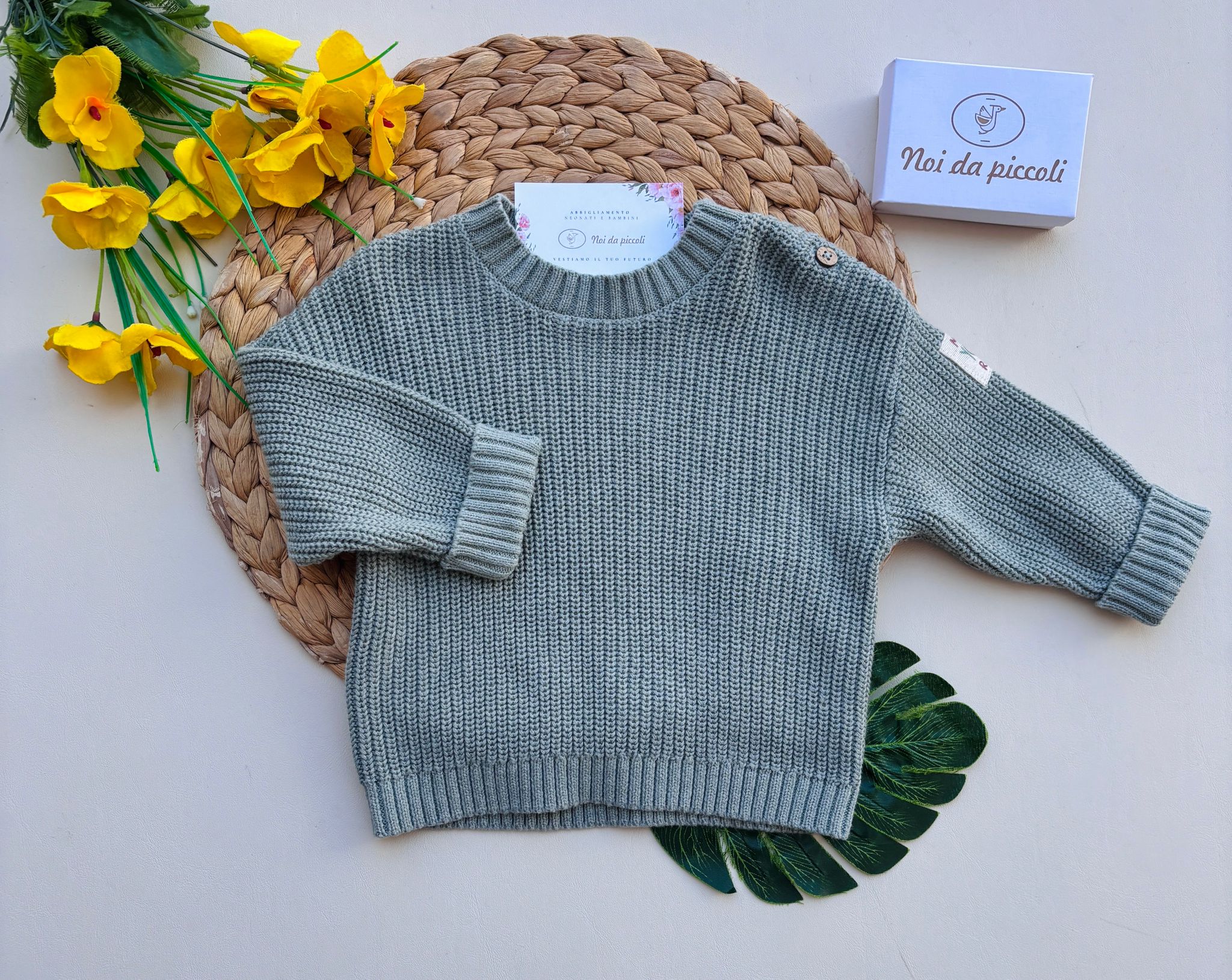 MAGLIONE VERDE IN FILATO CALDO - Noi da piccoli