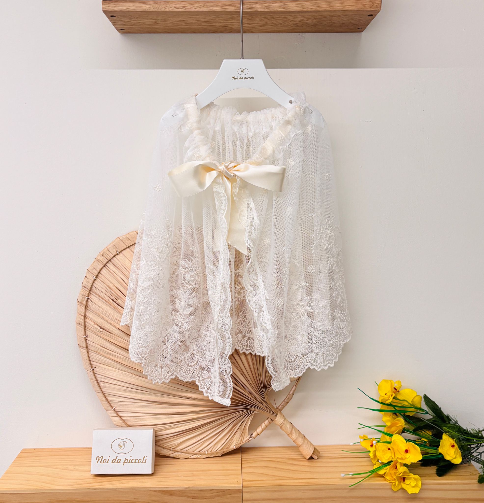 MANTELLINA IN TULLE E PIZZO Avorio - Noi da piccoli