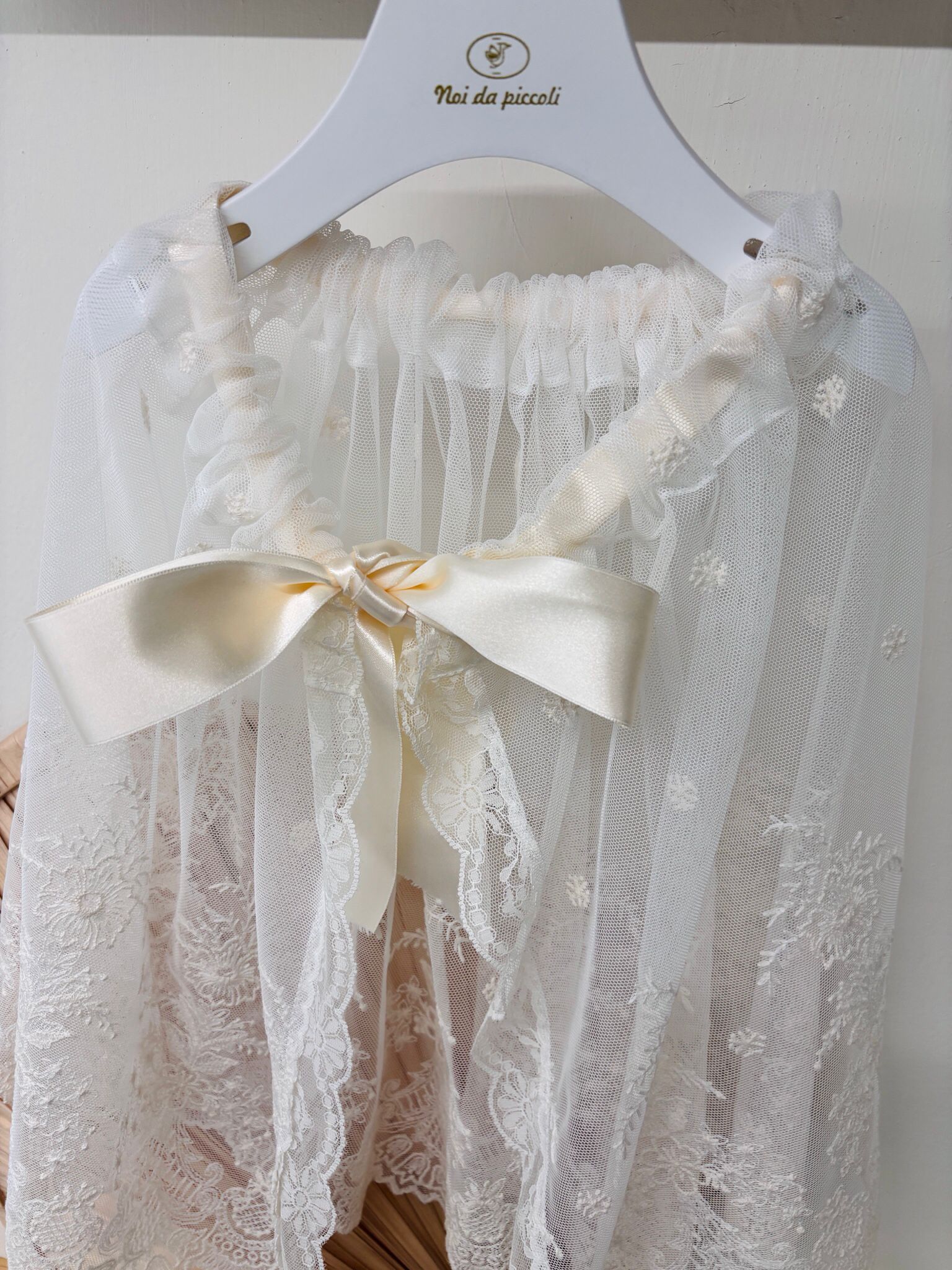 MANTELLINA IN TULLE E PIZZO Avorio - Noi da piccoli