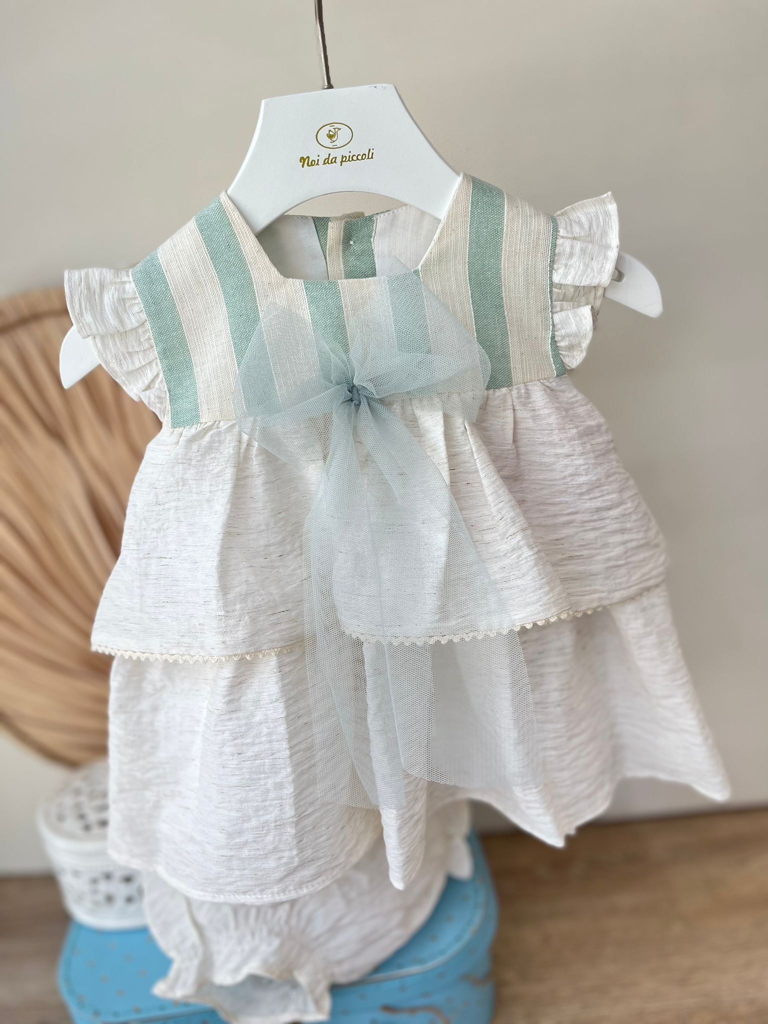 MINIABITO CON CULOTTE TRIESTE 100 % COTONE PANNA - Noi da piccoli