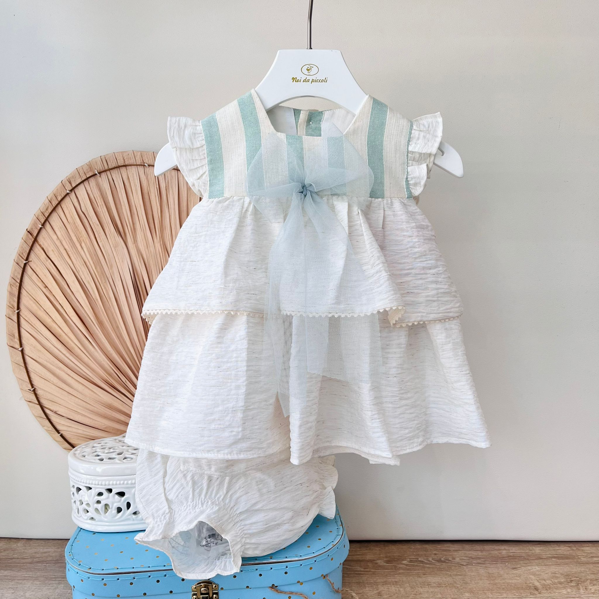 MINIABITO CON CULOTTE TRIESTE 100 % COTONE PANNA - Noi da piccoli
