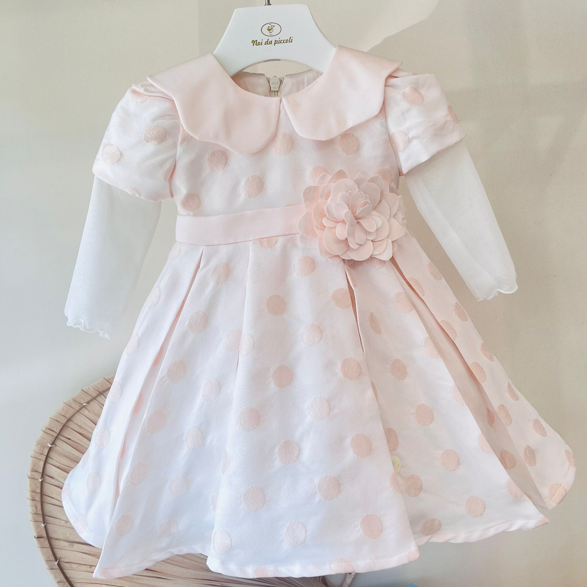 ABITO CON POIS ROSA E FIORE