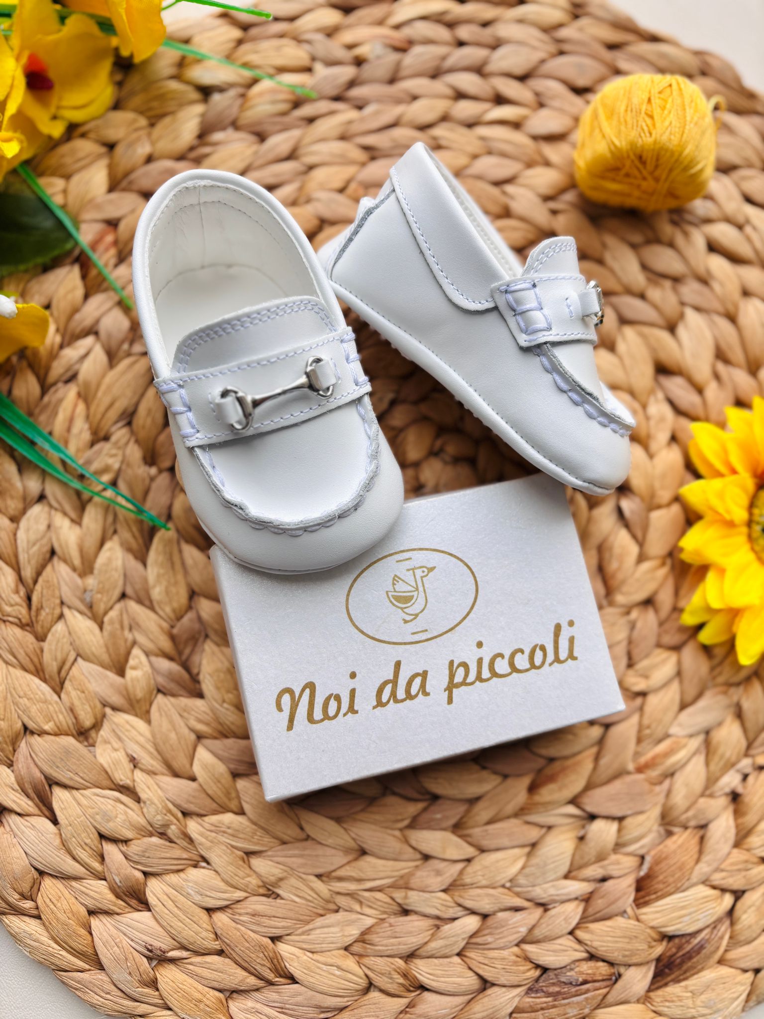 MOCASSINO IN TESSUTO E PELLE BIANCO - Noi da piccoli