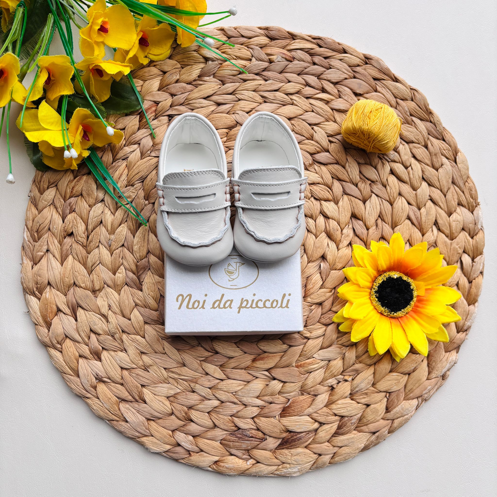 MOCASSINO IN TESSUTO E PELLE CRUDO - Noi da piccoli