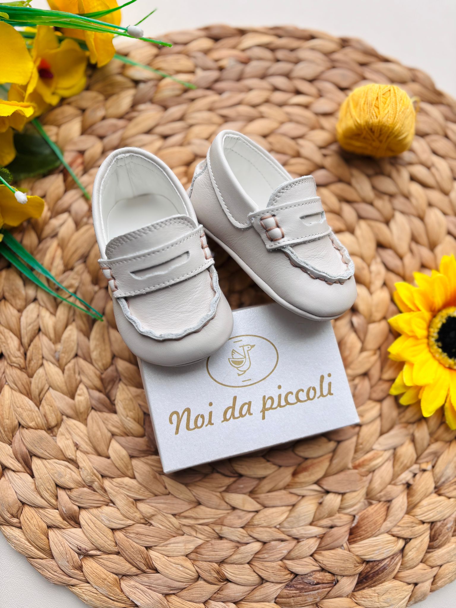 MOCASSINO IN TESSUTO E PELLE CRUDO - Noi da piccoli