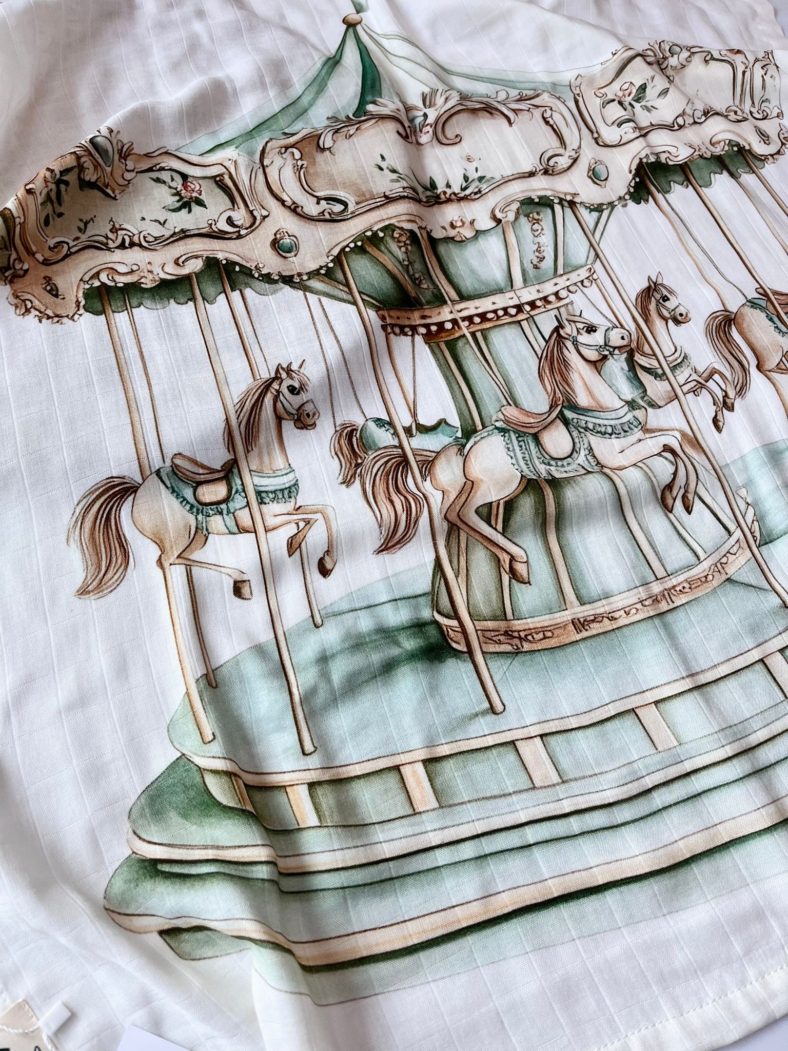 MUSSOLA CAROSELLO BAMBOO 70X70CM VERDE - Noi da piccoli