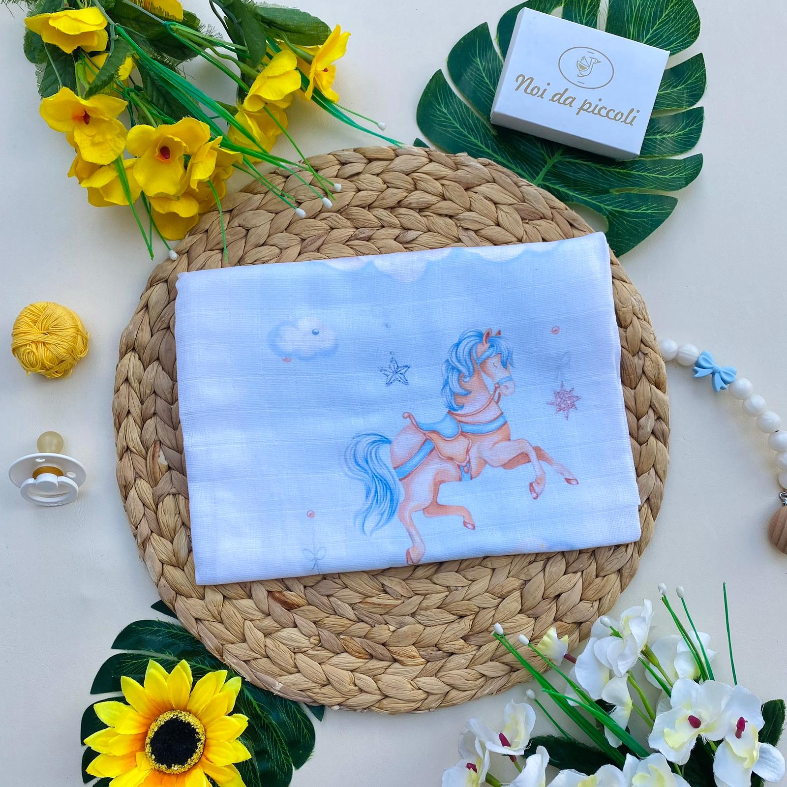 MUSSOLA Cotone BIANCO - CIELO - Noi da piccoli