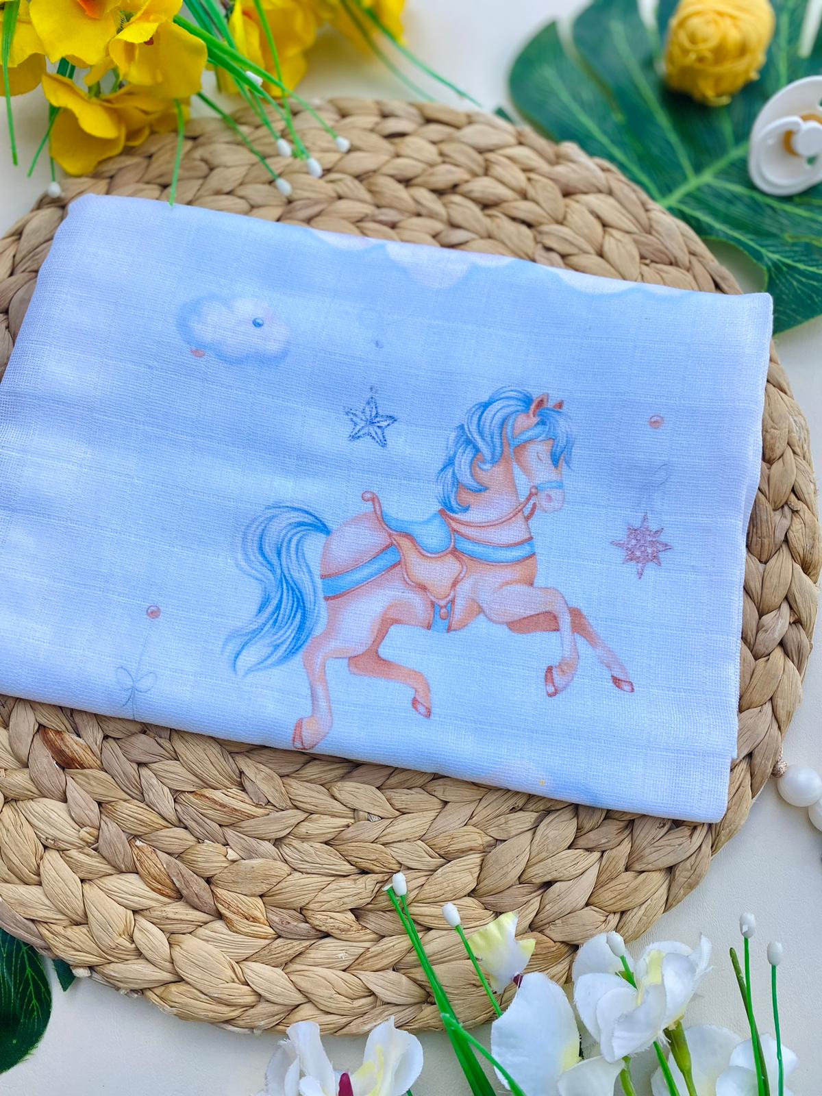 MUSSOLA Cotone BIANCO - CIELO - Noi da piccoli