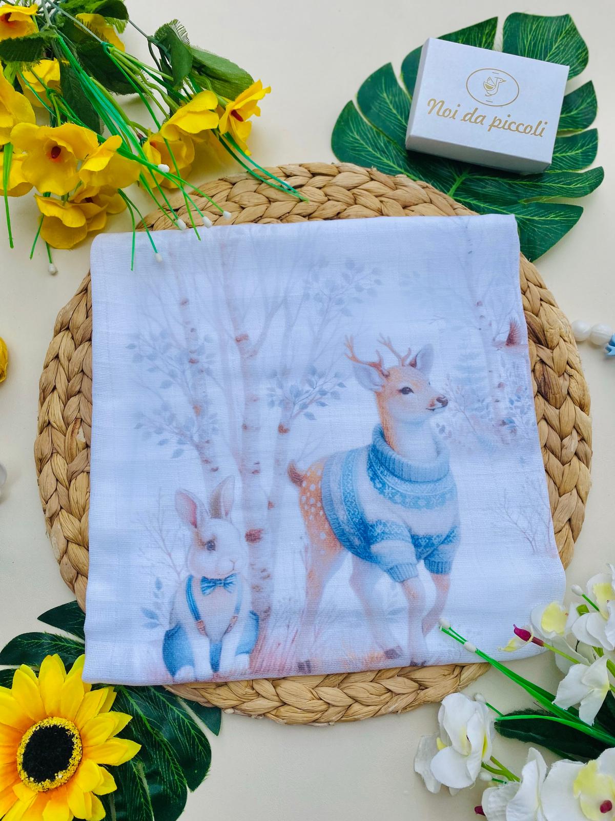 MUSSOLA Cotone BIANCO - CIELO - Noi da piccoli