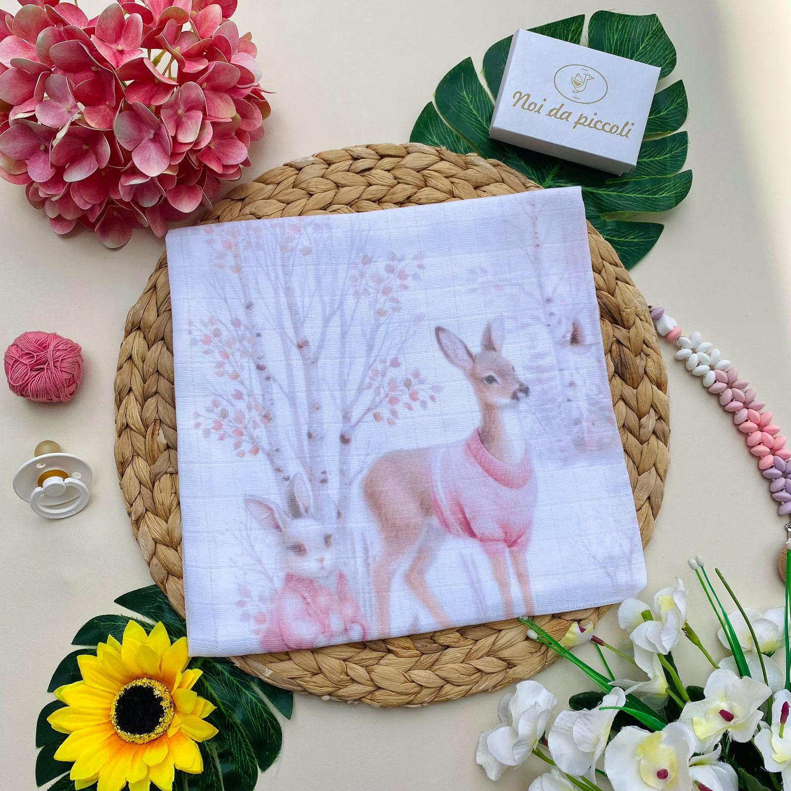 MUSSOLA Cotone bianco - rosa - Noi da piccoli