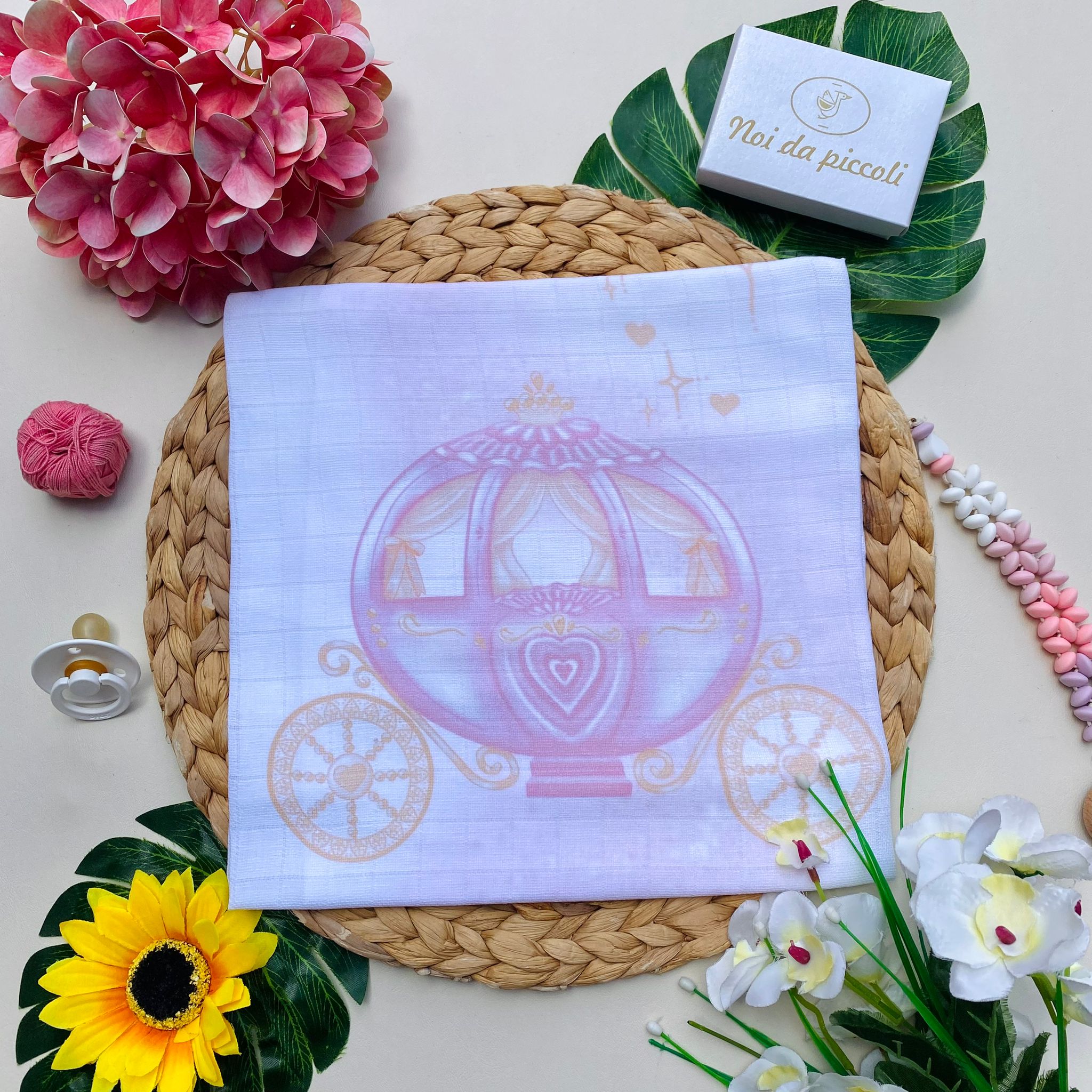 MUSSOLA Cotone bianco - rosa - Noi da piccoli