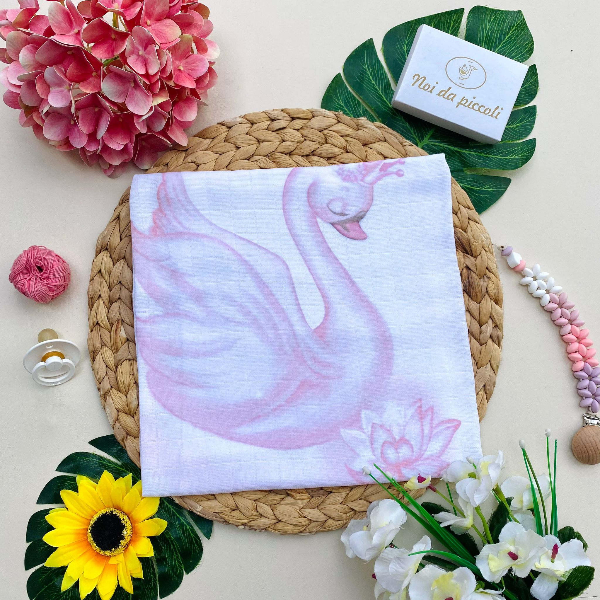 MUSSOLA Cotone bianco - rosa - Noi da piccoli