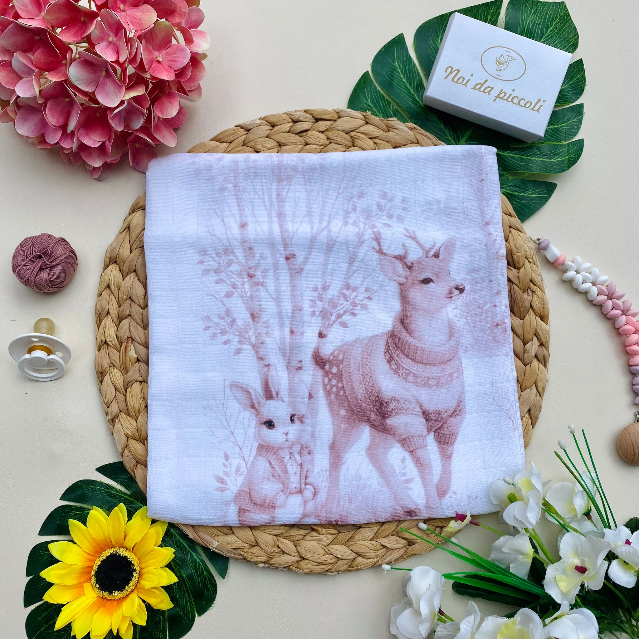 MUSSOLA Cotone bianco - rosa - Noi da piccoli