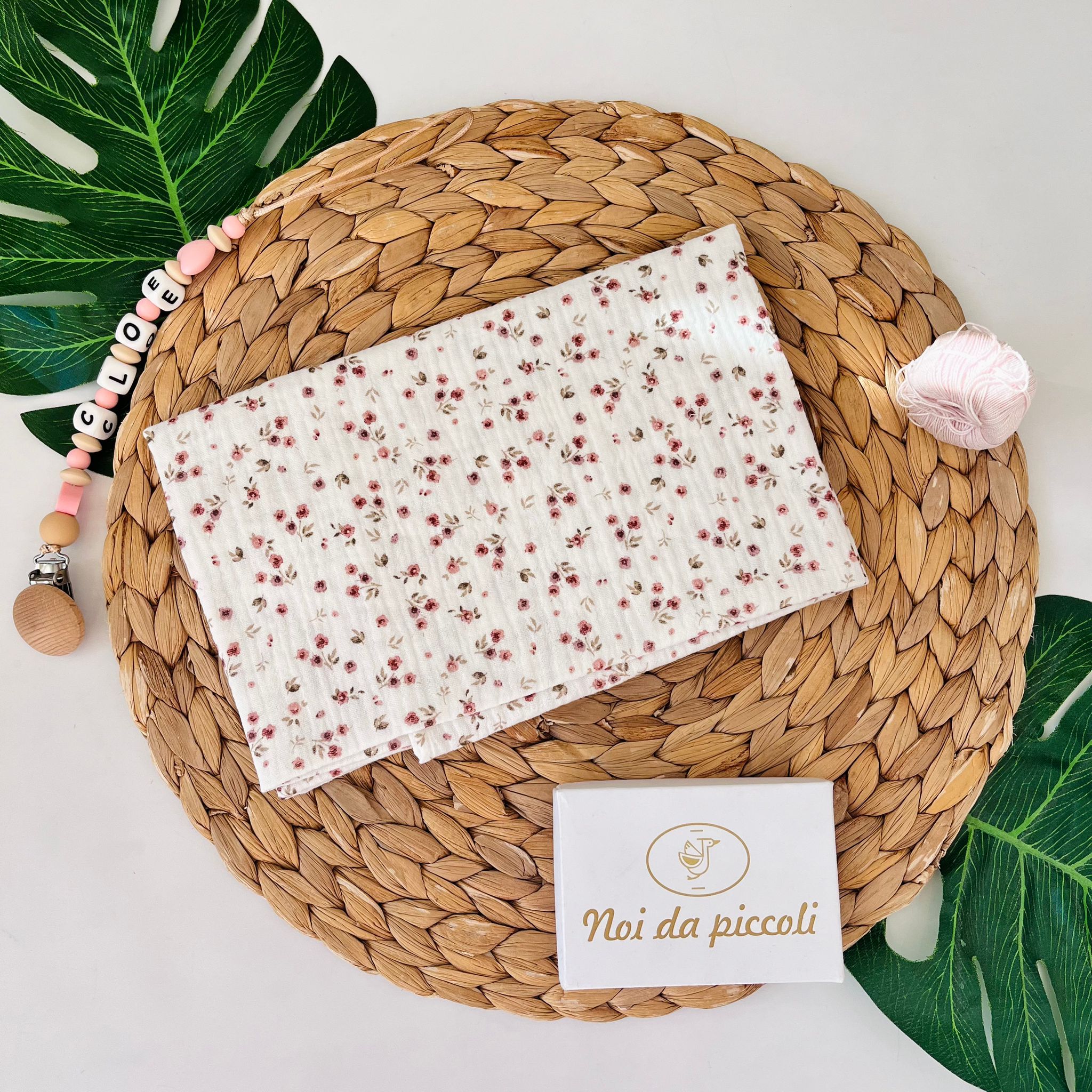 MUSSOLA FIORI DI MALVA 100 % COTONE PANNA - Noi da piccoli