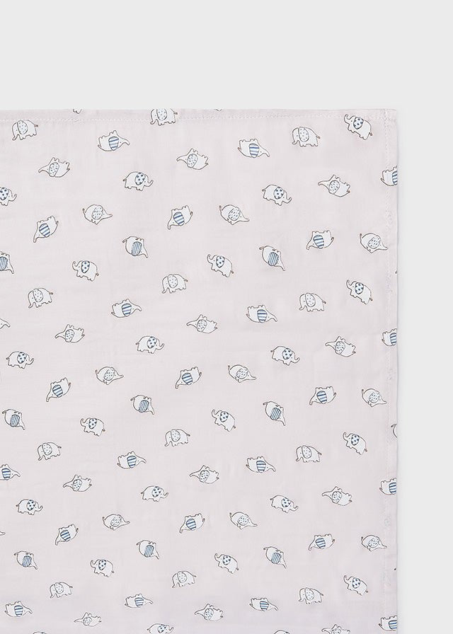 MUSSOLA IN COTONE CON ELEFANTINI BEIGE - Noi da piccoli