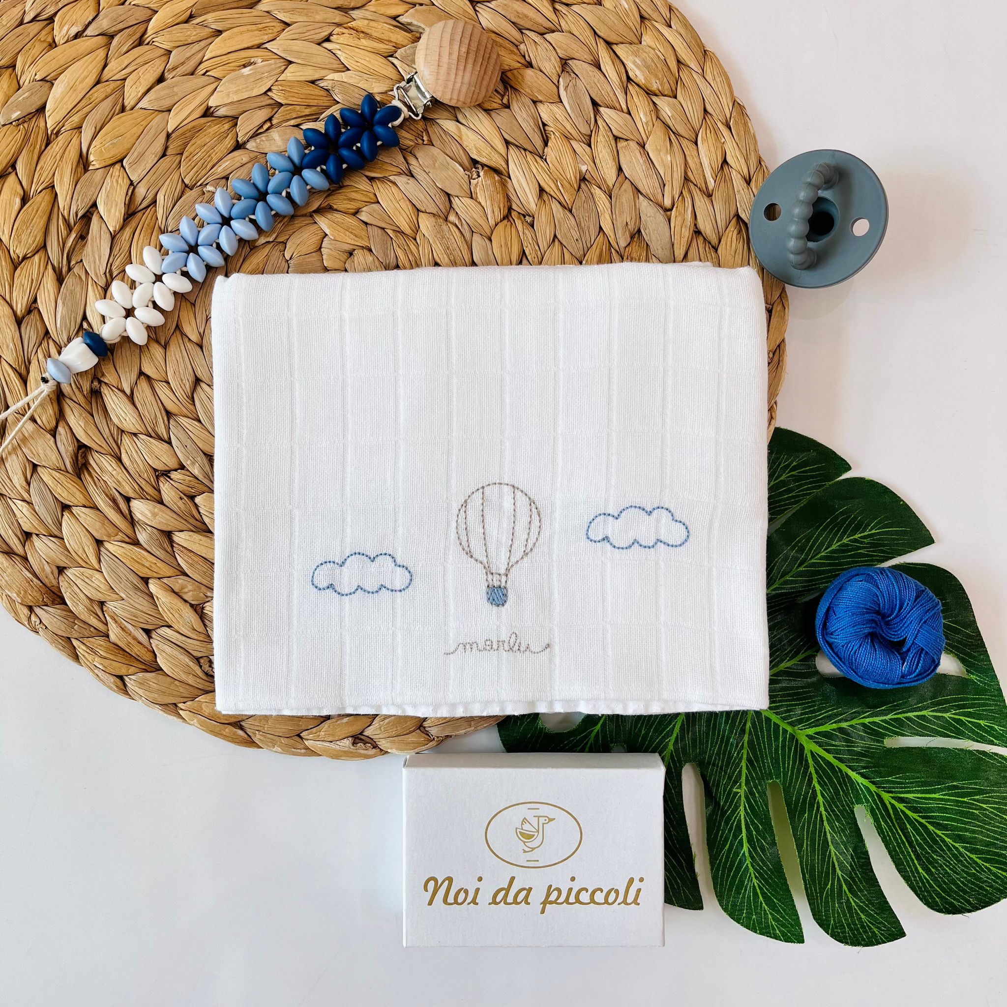 MUSSOLA MONGOLFIERA GARZA DI COTONE CIELO POLVERE - Noi da piccoli