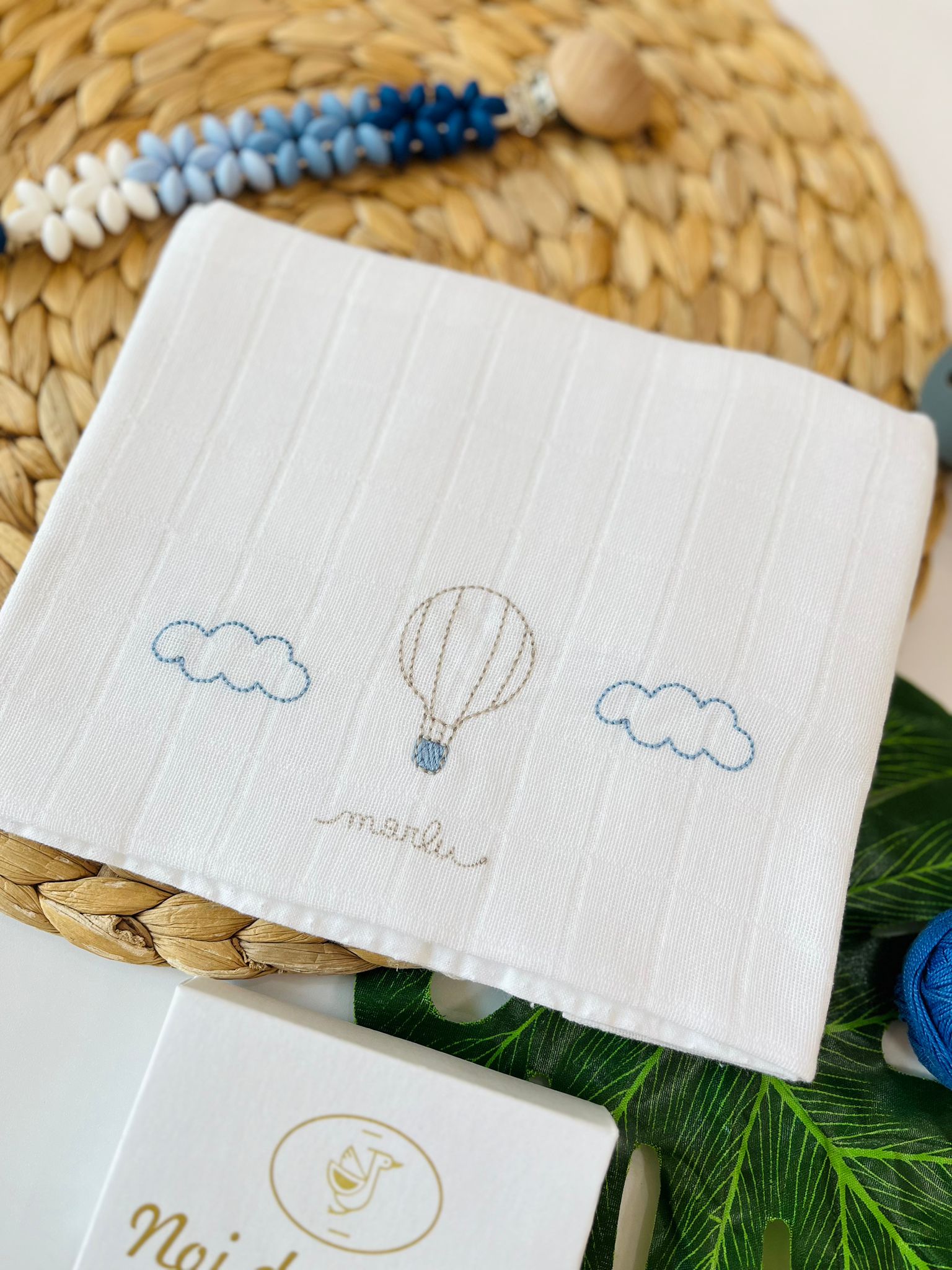 MUSSOLA MONGOLFIERA GARZA DI COTONE CIELO POLVERE - Noi da piccoli