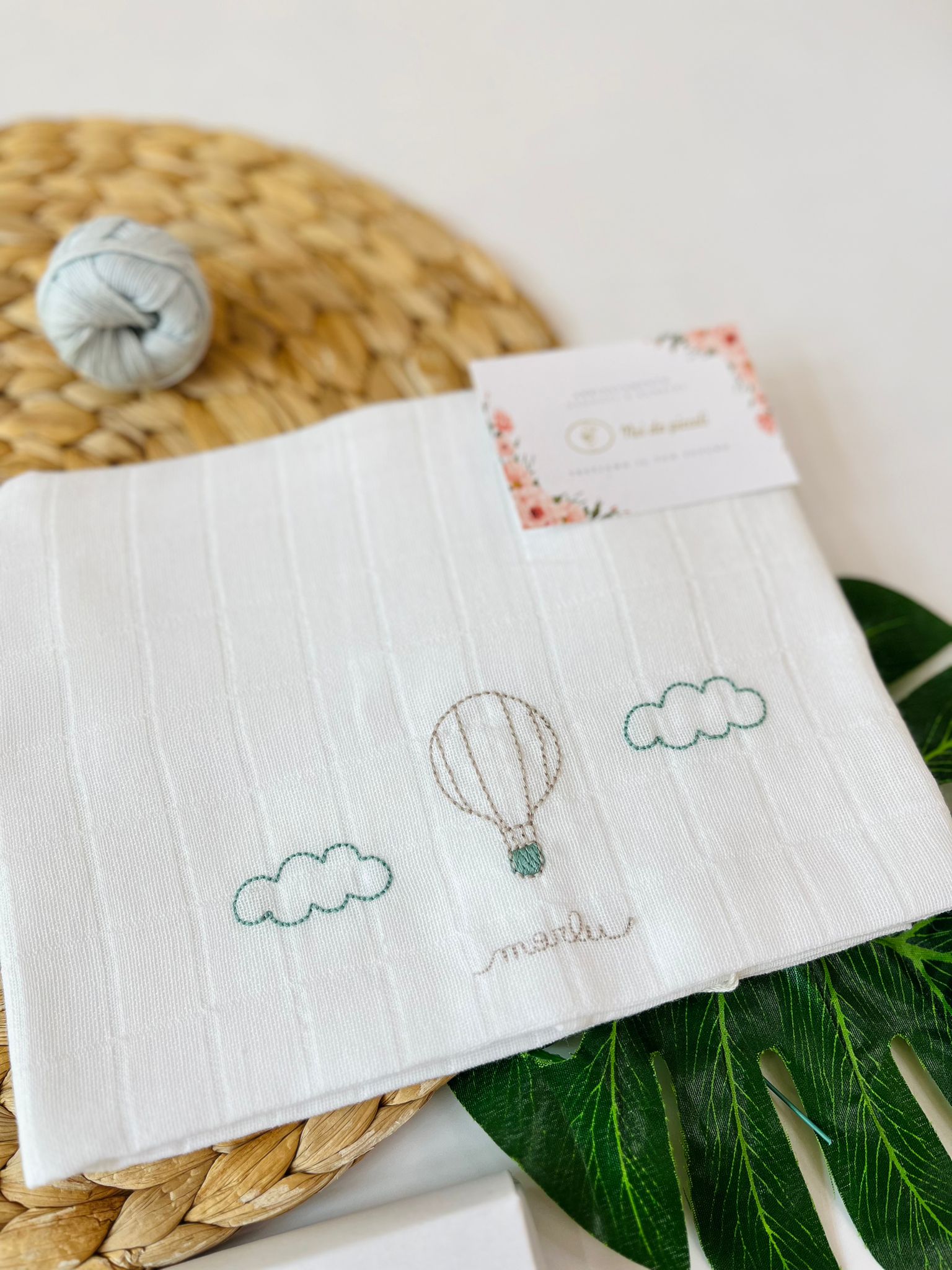 MUSSOLA MONGOLFIERA GARZA DI COTONE VERDE SALVIA - Noi da piccoli