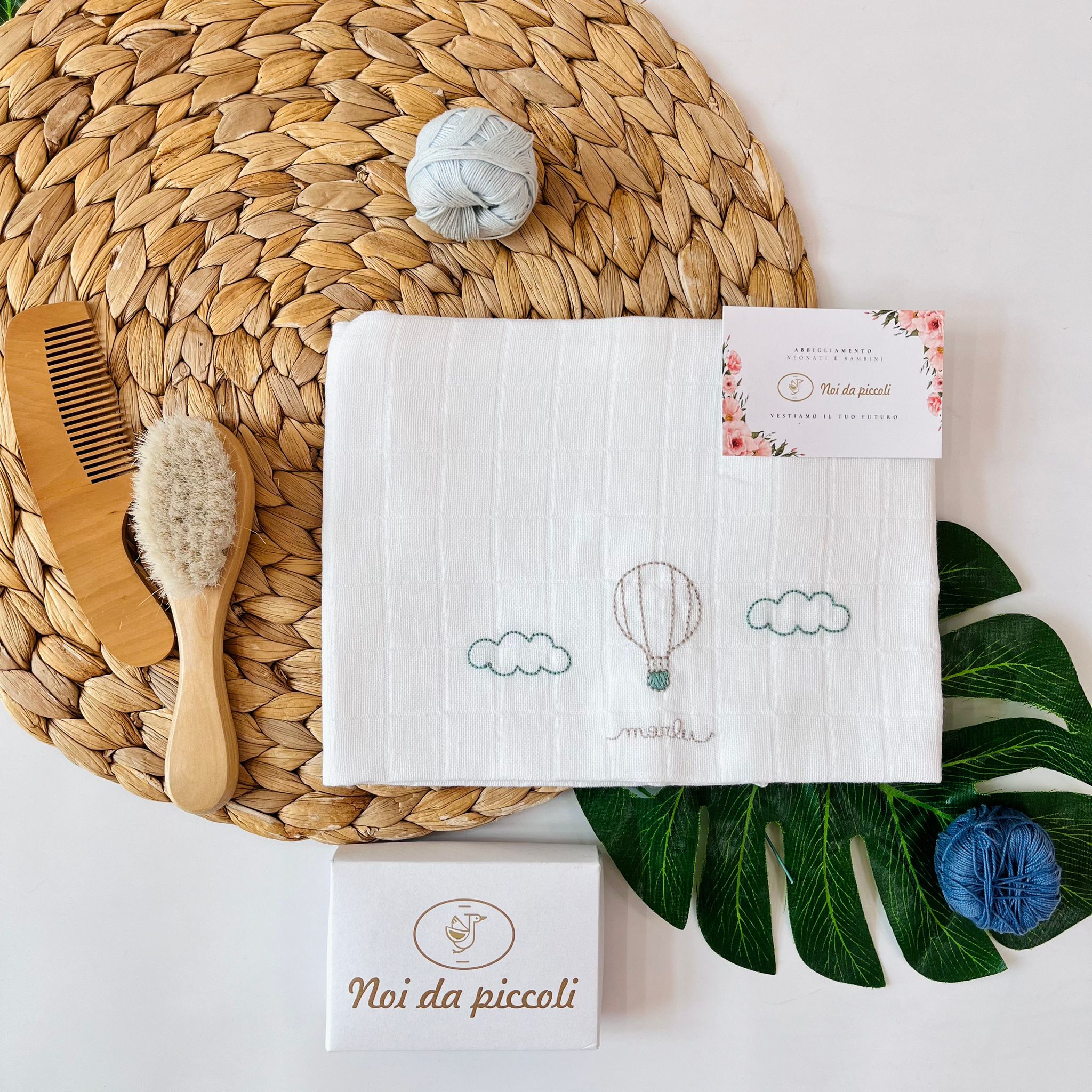 MUSSOLA MONGOLFIERA GARZA DI COTONE VERDE SALVIA - Noi da piccoli