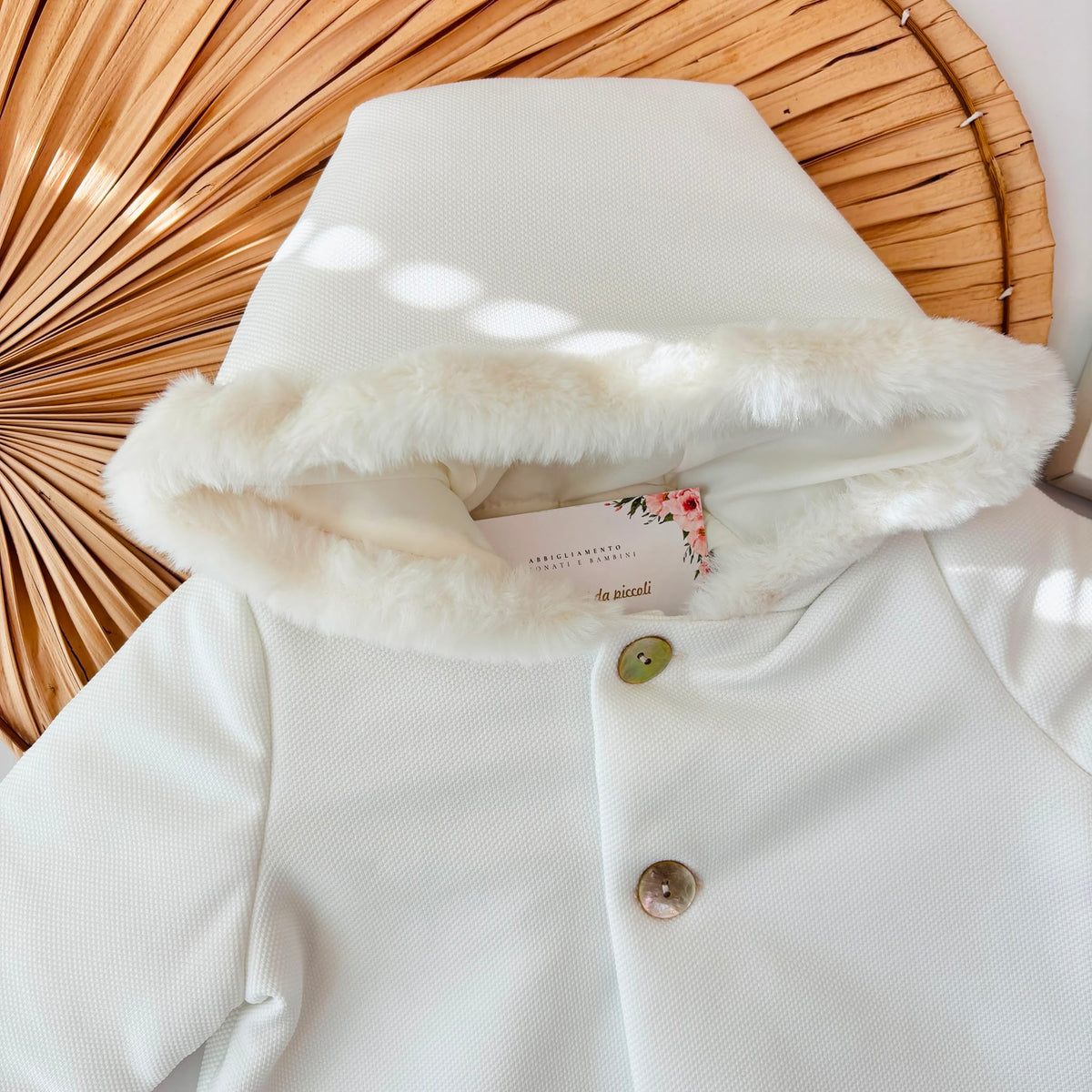 CAPPOTTO Con cappuccio e bottoni madreperla BIANCO