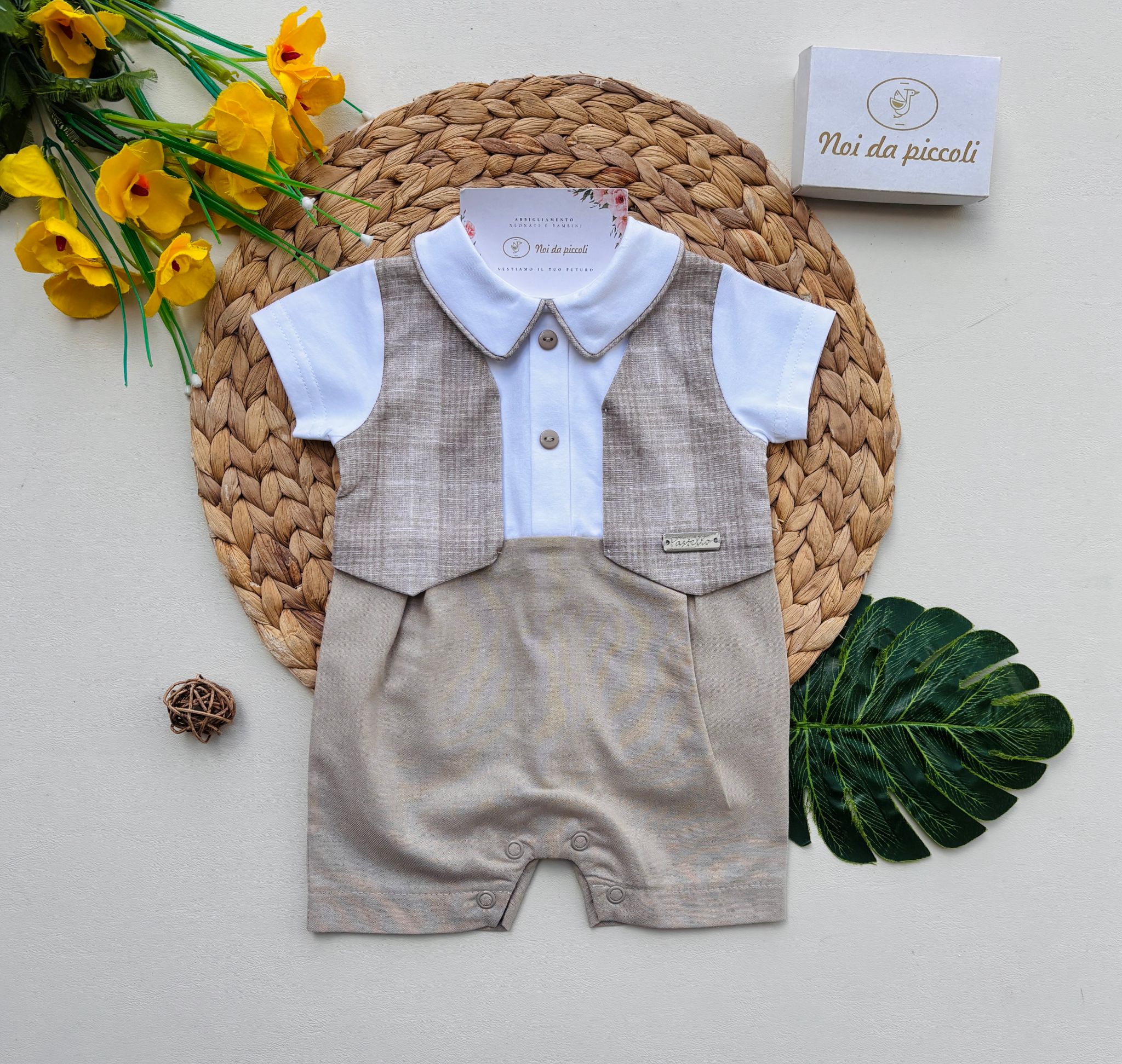 PAGLIACCCETTO IN COTONE BIANCO BEIGE - Noi da piccoli