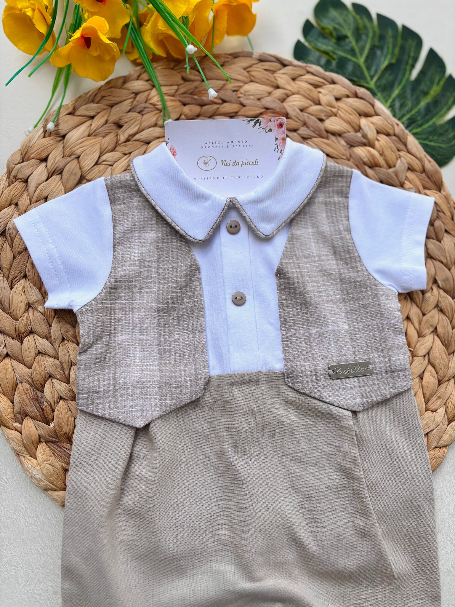 PAGLIACCCETTO IN COTONE BIANCO BEIGE - Noi da piccoli