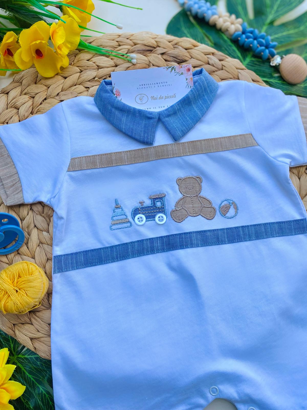 PAGLIACCETTO 100 % COTONE BIANCO - CIELO - Noi da piccoli