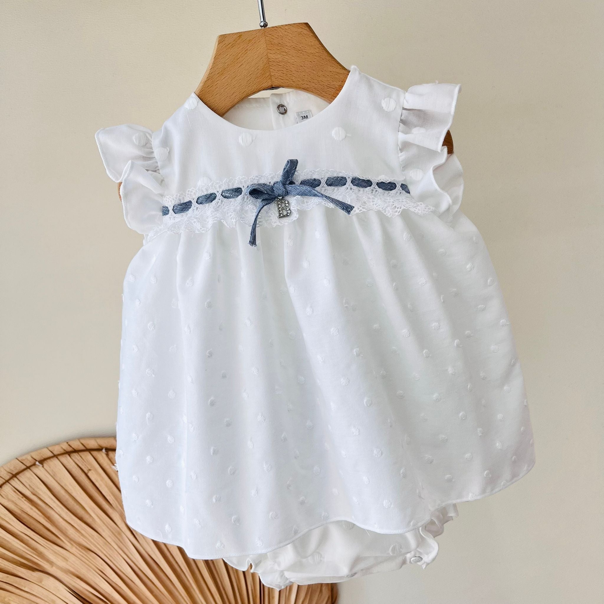 PAGLIACCETTO 100 % COTONE BIANCO E DETTAGLI DENIM - Noi da piccoli