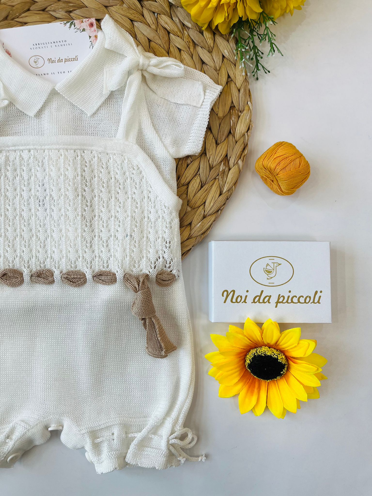 PAGLIACCETTO 100 % COTONE PANNA E DETTAGLIO CORDA - Noi da piccoli