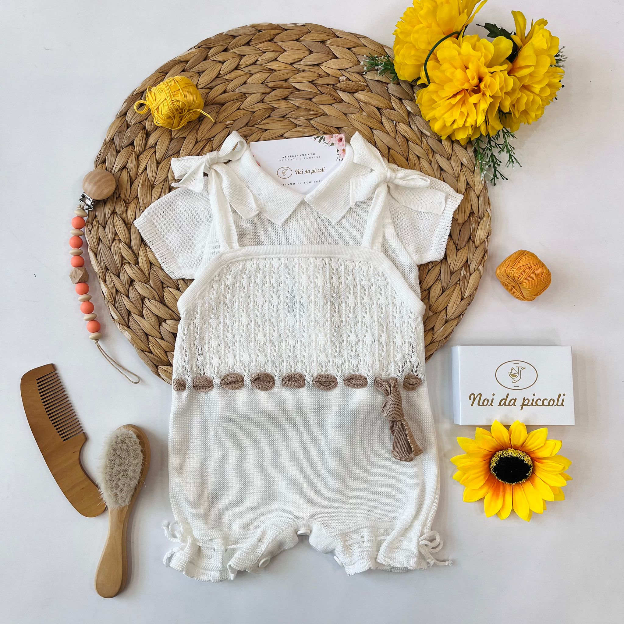 PAGLIACCETTO 100 % COTONE PANNA E DETTAGLIO CORDA - Noi da piccoli