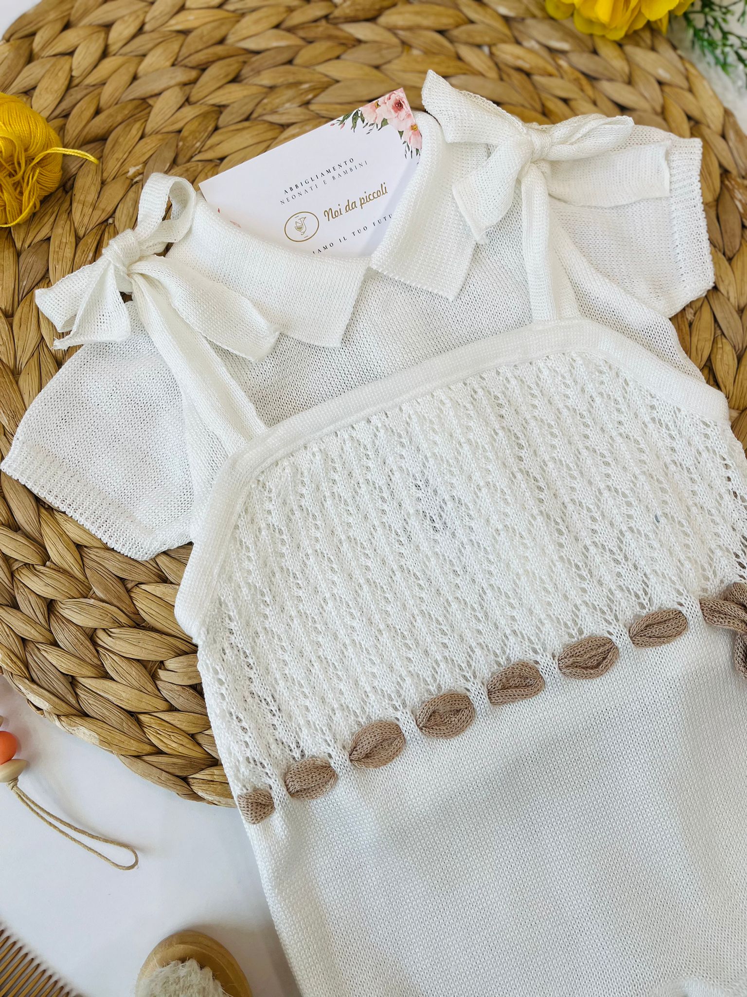PAGLIACCETTO 100 % COTONE PANNA E DETTAGLIO CORDA - Noi da piccoli