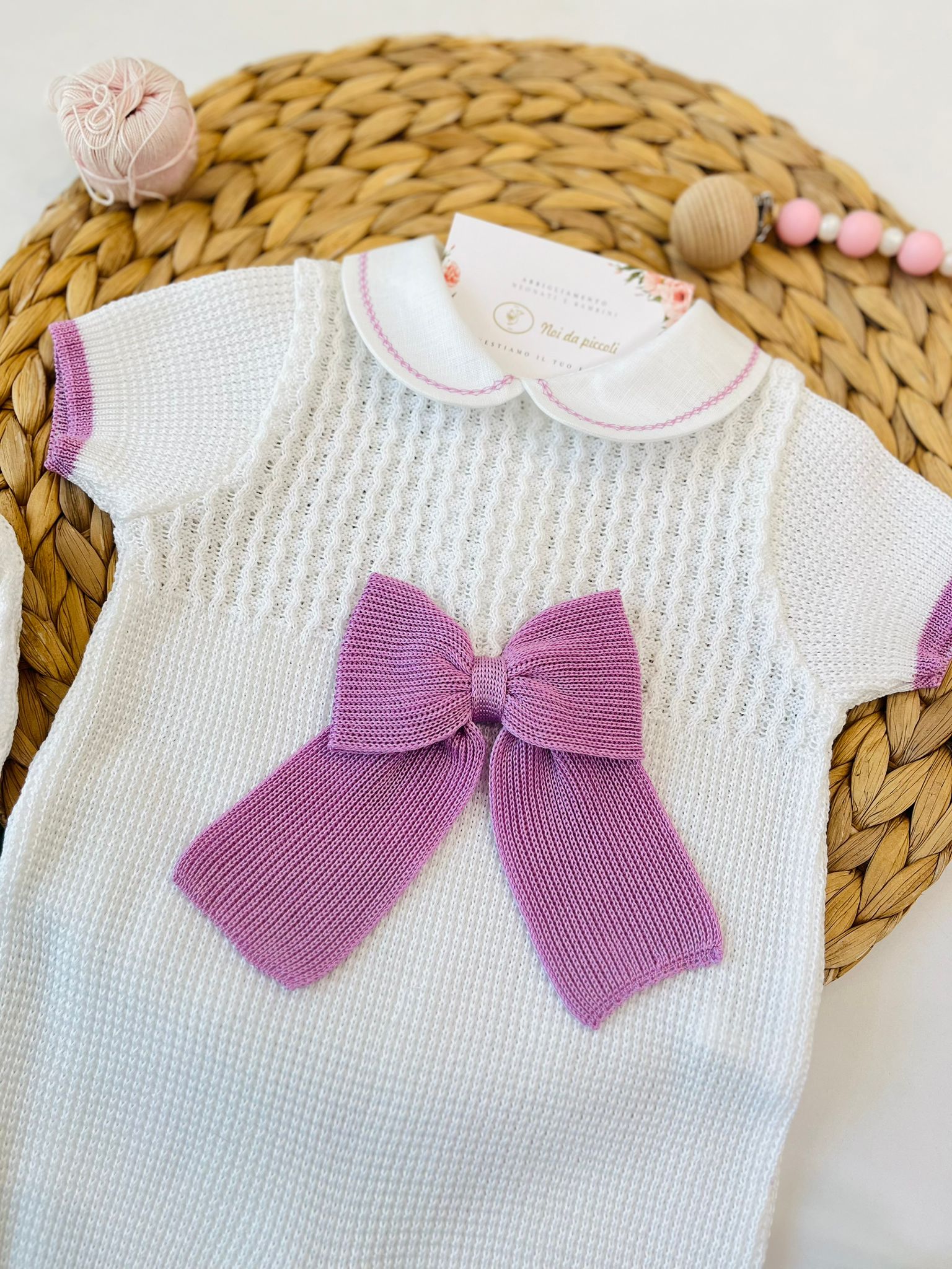 PAGLIACCETTO 100% FILO DI COTONE BIANCO CICLAMINO - Noi da piccoli