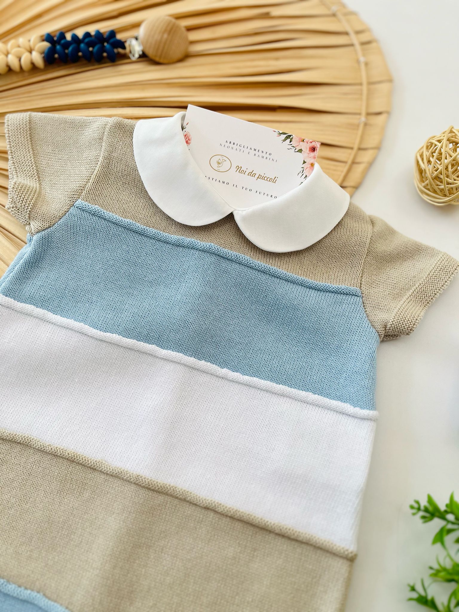 PAGLIACCETTO 100% FILO DI COTONE CIELO BEIGE E BIANCO - Noi da piccoli